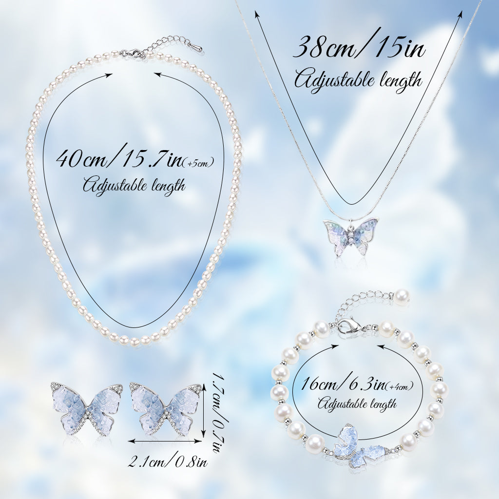 SANNIDHI Women Necklace Bracelet Jewellery Set Chic Butterfly Pearl Necklace Butterfly Ear Studs Bracelet Butterfly Manifestation Jewellery Set Jewellery Gift Set Christmas Gift for Women SANNIDHI Women Necklace Bracelet Jewellery Set Chic Butterfly Pearl Necklace Butterfly Ear Studs Bracelet Butterfly Manifestation Jewellery Set Jewellery Gift Set Christmas Gift for Women